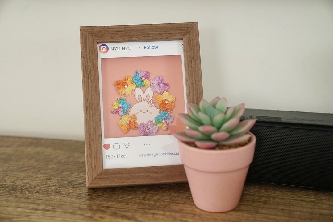 micro crochet flower cute bunny shiba inu Photo Frame