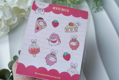 Sticker Sheets - Strawberry Bunny - NYU NYU