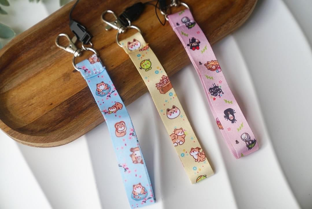 Short Wristlet Lanyard - Shiba Inu & Bunny