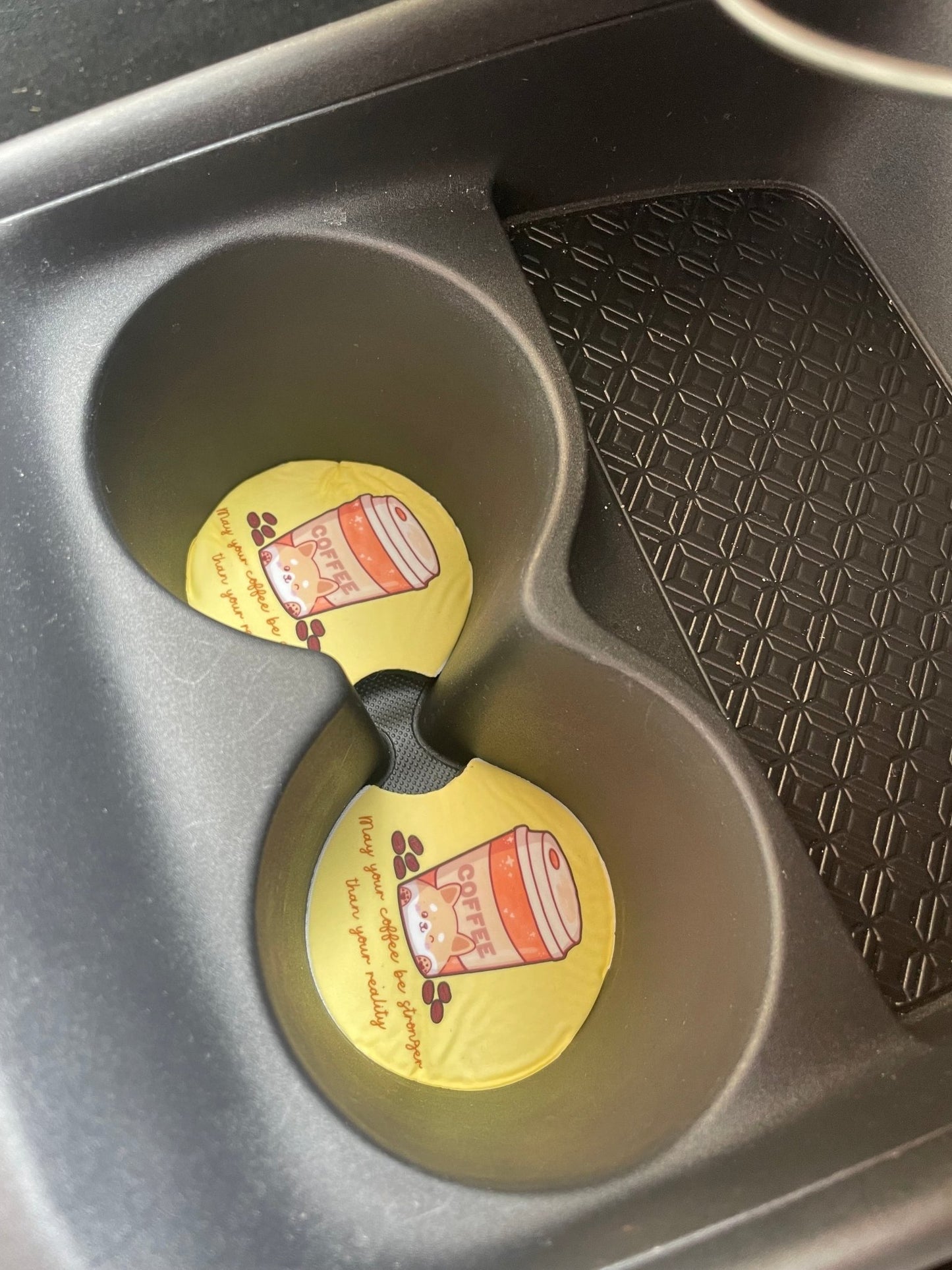 Car Cup Holder Coasters - Shiba Coffee Bathing - NYU NYU