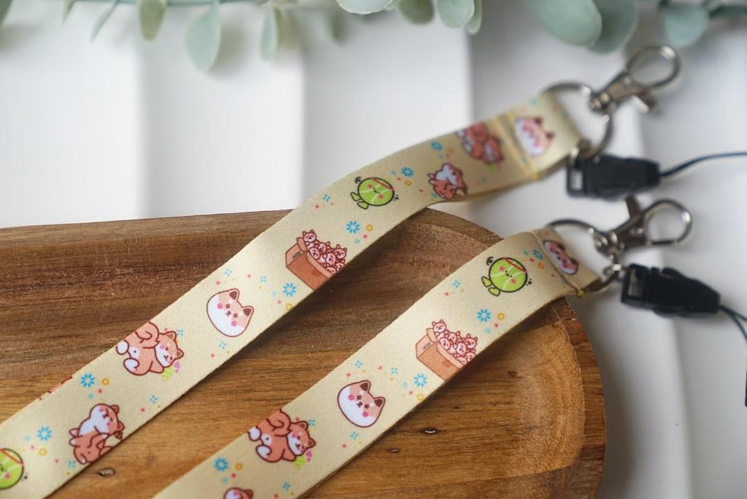 Short Wristlet Lanyard - Shiba Inu & Bunny