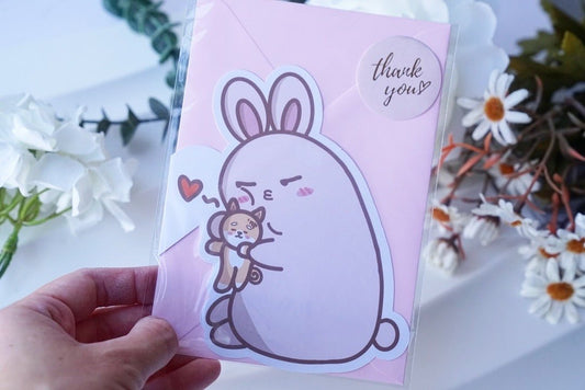 Greeting Card - Bunny With Shiba Doll - NYU NYU