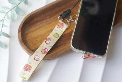 Short Wristlet Lanyard - Shiba Inu & Bunny