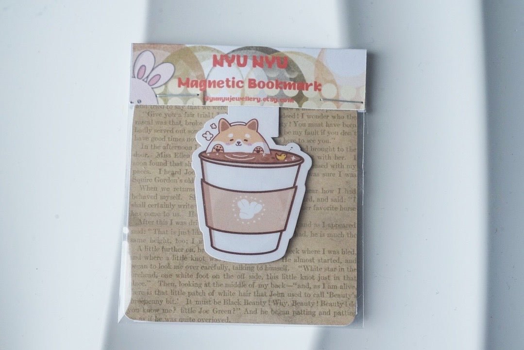 Magnetic Bookmark - Coffee bathing Shiba - NYU NYU