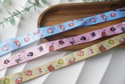 Long Wristlet Lanyard  - Shiba Inu & Bunny