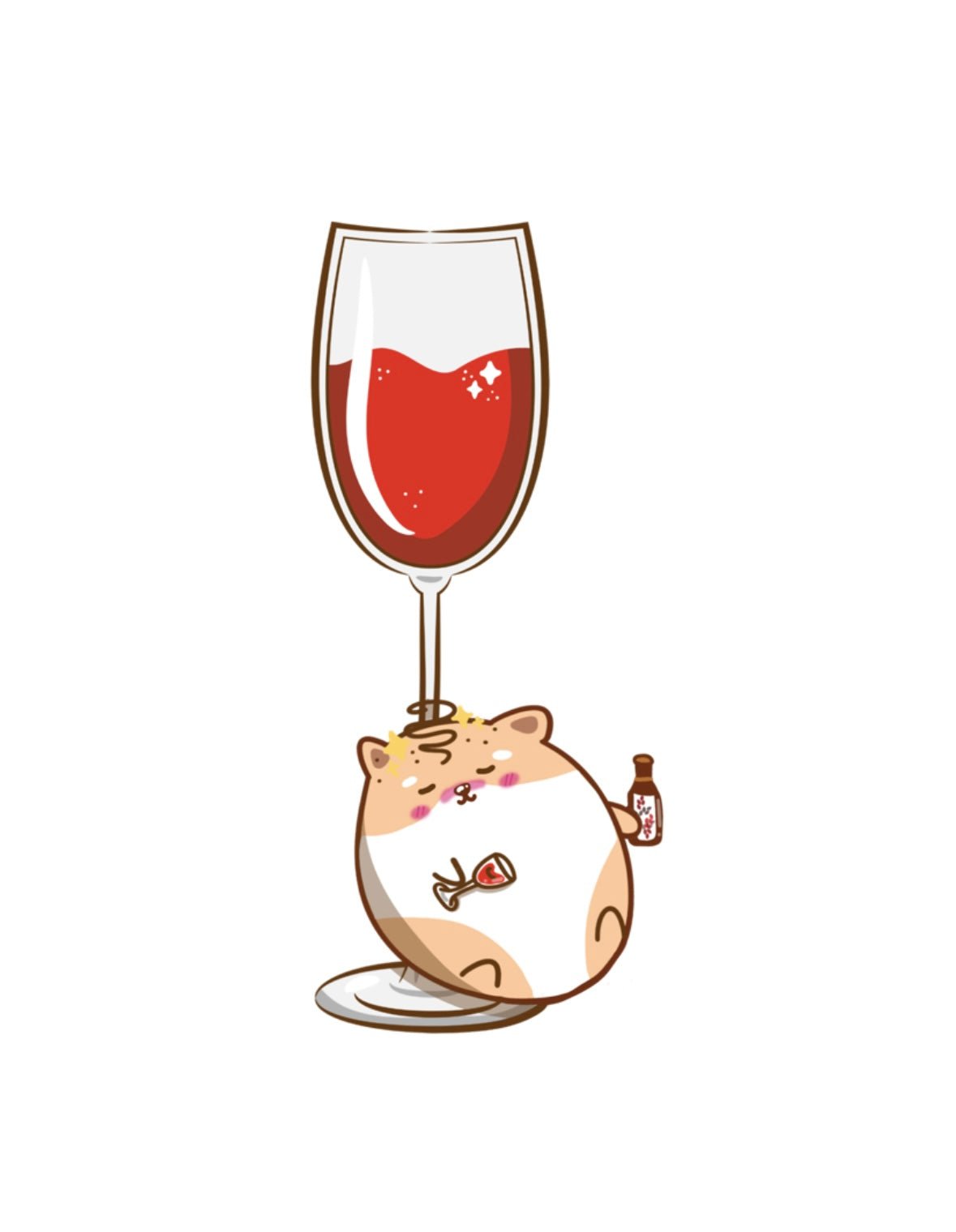 Vinyl Stickers - Red Wine With Shiba Inu - NYU NYU