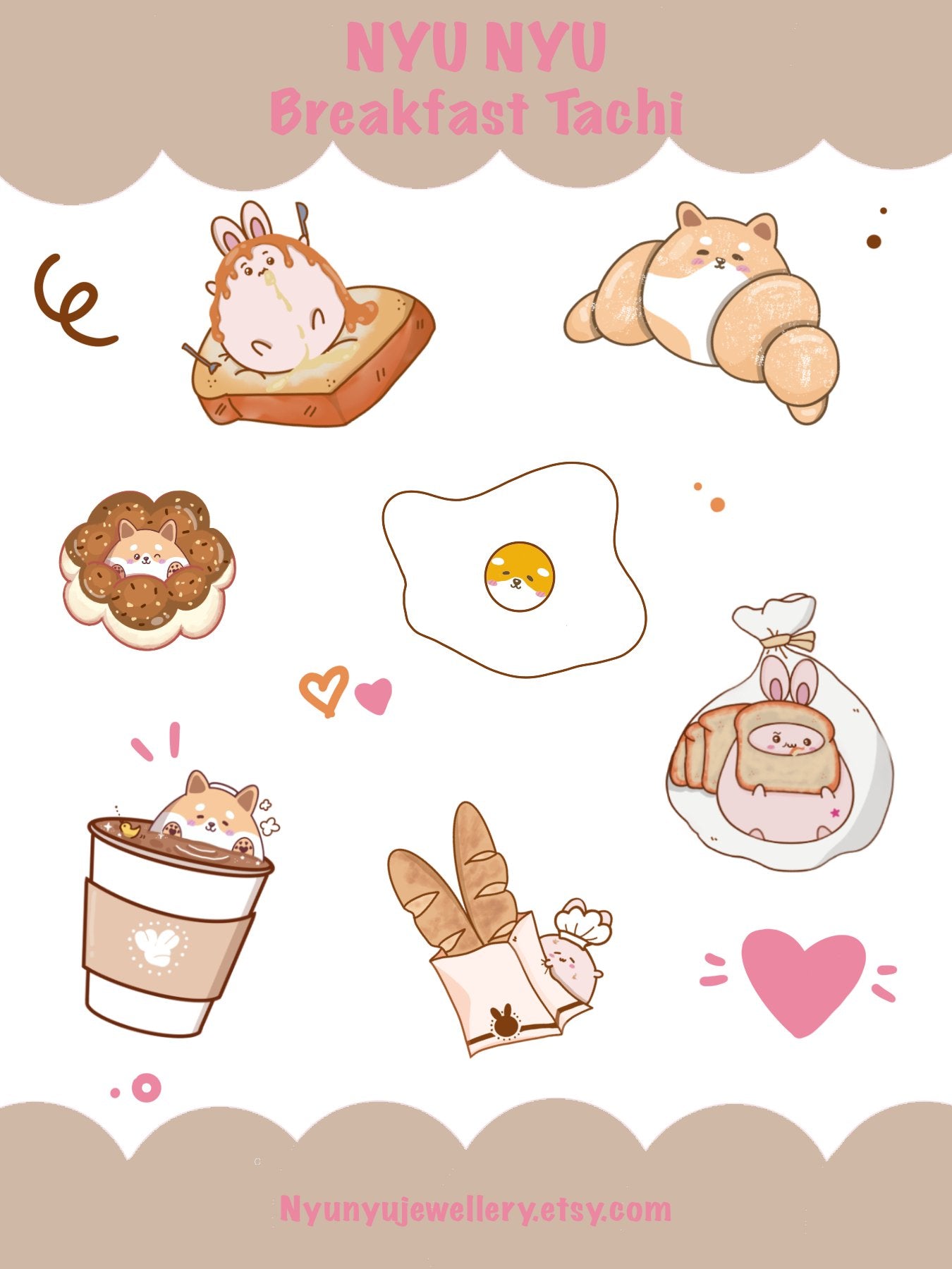 Sticker Sheets - Breakfast Shiba - NYU NYU