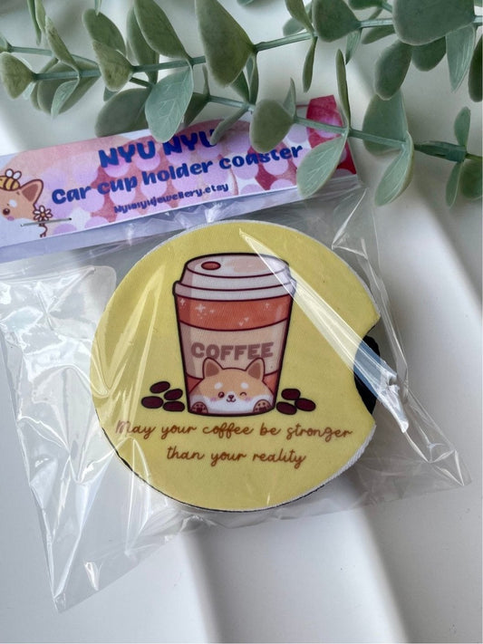 Car Cup Holder Coasters - Coffee Shiba - NYU NYU