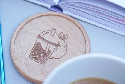 Wooden Coasters - Bubble Tea Bunny - NYU NYU