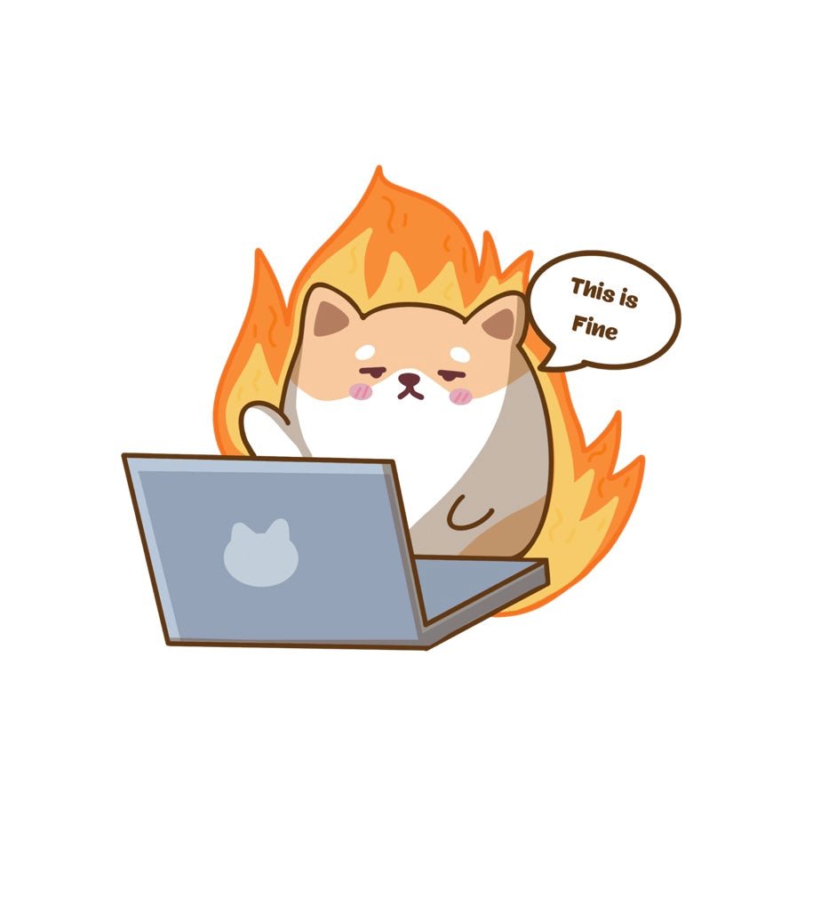 Vinyl Stickers - It’s Fine Shiba Inu Working - NYU NYU