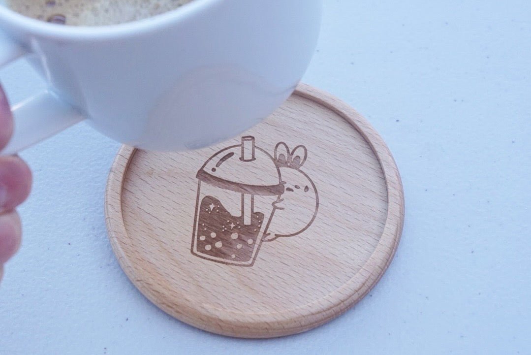 Wooden Coasters - Bubble Tea Bunny - NYU NYU