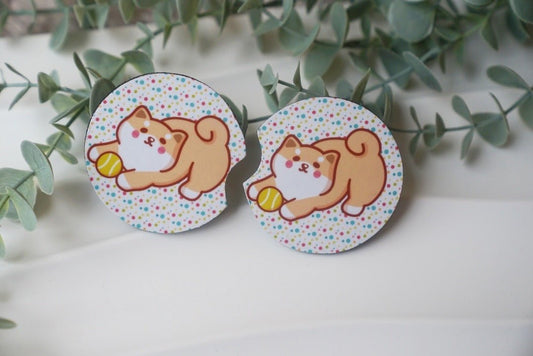 Car Cup Holder coasters - Tennis with Shiba Inu - NYU NYU