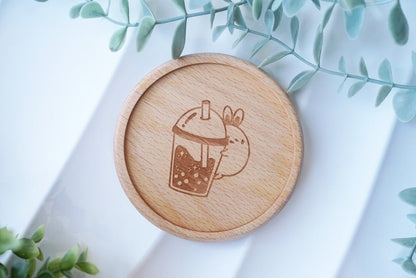 Wooden Coasters - Bubble Tea Bunny - NYU NYU