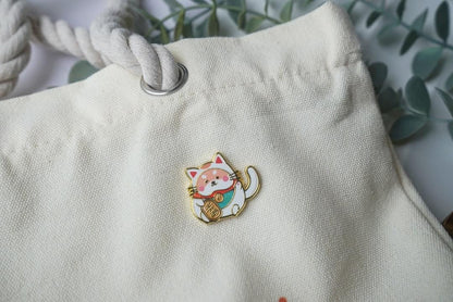 Enamel Badge - Mandela neko Lucky Cat Shiba Inu - NYU NYU