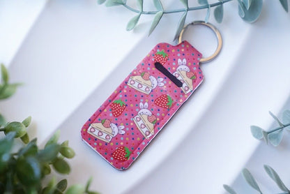 Lip Balm Keychain Holders - Strawberry Cake Bunny - NYU NYU