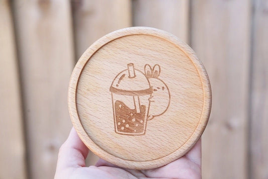 Wooden Coasters - Bubble Tea Bunny - NYU NYU