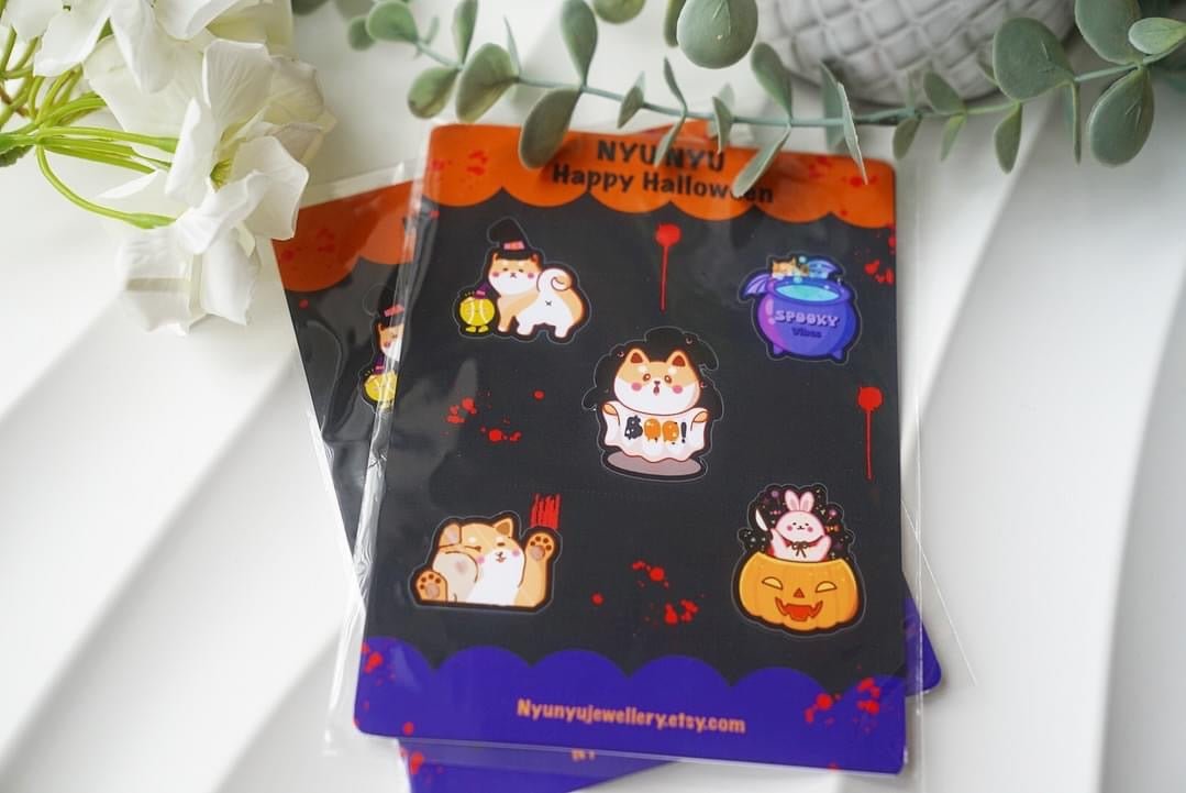 Sticker Sheets - Happy Halloween Shiba Inu & Bunny - NYU NYU