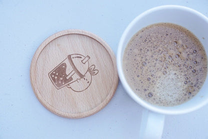 Wooden Coasters - Bubble Tea Bunny - NYU NYU