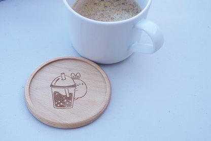 Wooden Coasters - Bubble Tea Bunny - NYU NYU