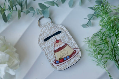 Hand Sanitizer Holder Keychains - Shiba Inu Egg Puddings - NYU NYU